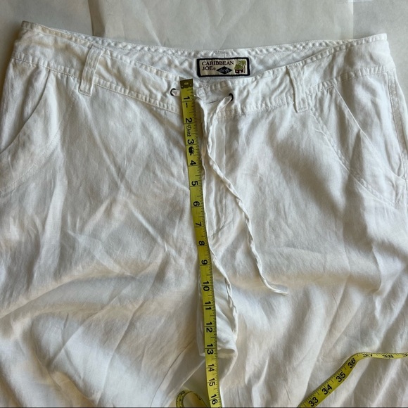 Caribbean Joe Linen White Cropped Pants Size 16 - Picture 4 of 8